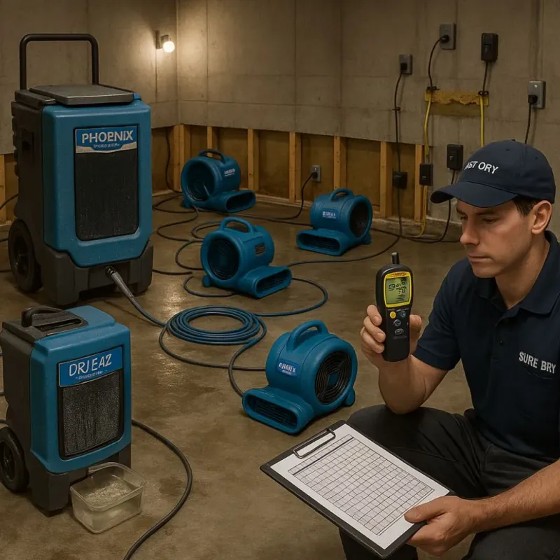 Structural Drying and Dehumidification process in Maple Bluff, WI